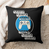 青と黒ゲーマー |ビデオコントローラ クッション (ブランケット)