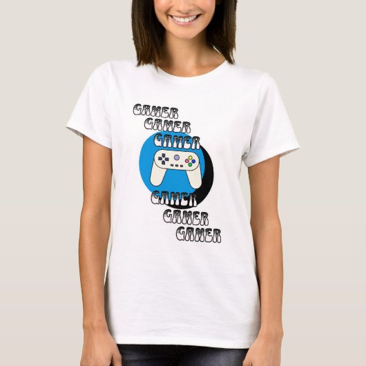 青と黒ゲーマー |ビデオコントローラ Tシャツ (正面)