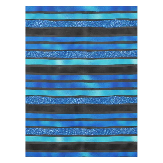 青と黒ストライプの テーブルクロス (正面)