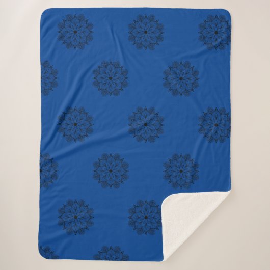 青と黒マンダラシェルパブランケット シェルパブランケット (正面)