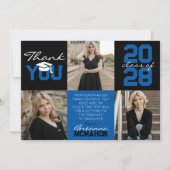 青と黒3写真卒業ありがとう 招待状 (正面)