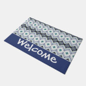 青と黒(ティール（緑がかった色）) ドアマット (アングル)