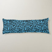 青と黒 |幾何迷路パターン ボディピロー (裏面)