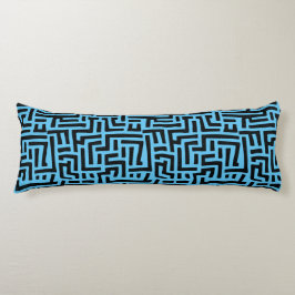 青と黒 |幾何迷路パターン ボディピロー