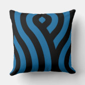 青と黒、波パタストライプのーン装飾用クッション クッション (裏面)