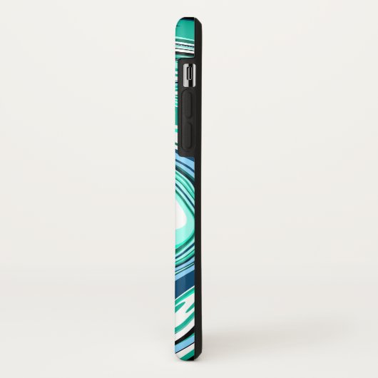 青と/ティール(緑がかった色)大理石の渦巻き Case-Mate iPhoneケース (裏面/左)