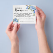 青どのように大きいママ腹ベビーシャワーゲームカード チラシ (手)