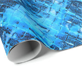 青によってしわを寄せられるホイルの包装紙 ラッピングペーパー (ロールコーナー)