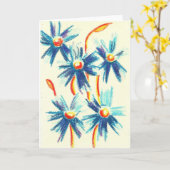 青によっては挨拶状が開花します カード (黄色い花)