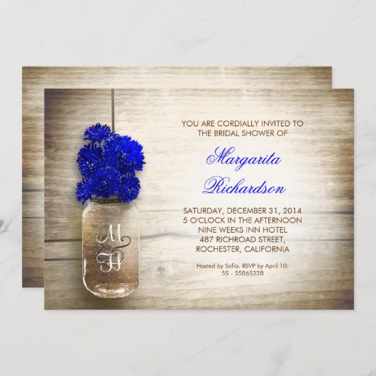 青によっては素朴なメーソンジャーが開花します 招待状 (正面/裏面)