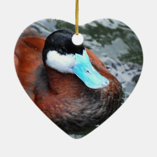 青によって勘定書を出されるアヒルのオーナメント セラミックオーナメント (裏面)