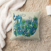 青によって宝石で飾られるドラゴン クッション (ブランケット)