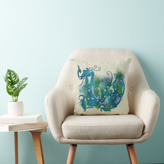 青によって宝石で飾られるドラゴン クッション (椅子)