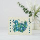 青によって宝石で飾られるドラゴン ポストカード (スタンド正面)