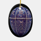 青によって宝石で飾られる卵のオーナメント セラミックオーナメント (正面)