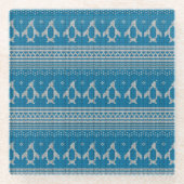 青によって編まれる背景 ガラスコースター (正面)