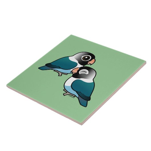 青によって覆われる仲の良い恋人同士の愛らしい組 タイル (側面)