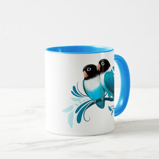 青によって覆われる仲の良い恋人同士 マグカップ (正面右)