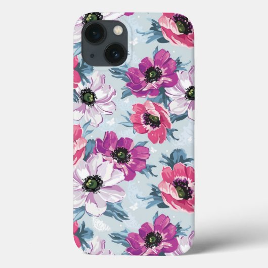青にエレガンス色の花の模様 Case-Mate iPhoneケース (裏面)