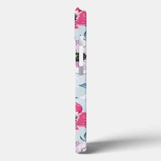 青にエレガンス色の花の模様 Case-Mate iPhoneケース (裏面 / 左)