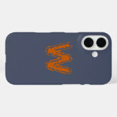 青にオレンジを突き付ける不気味なモノグラム Case-Mate iPhoneケース (裏面 (横))