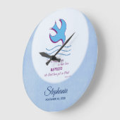 青にバプティスマ・ドーブを個人設定 ラージ壁時計 (傾斜)