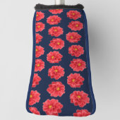 青にピンクのダリアの花 ゴルフヘッドカバー (回転90)