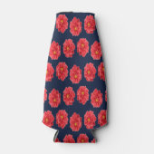 青にピンクのダリアの花 ボトルクーラー (正面)