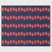 青にピンクのダリアの花 ラッピングペーパー (フラット)