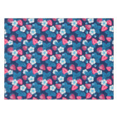 青にピンク色のイチゴ テーブルクロス (正面(横))