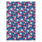 青にピンク色のイチゴ テーブルクロス (正面)