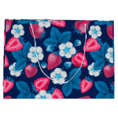 青にピンク色のイチゴ ラージペーパーバッグ (裏面)