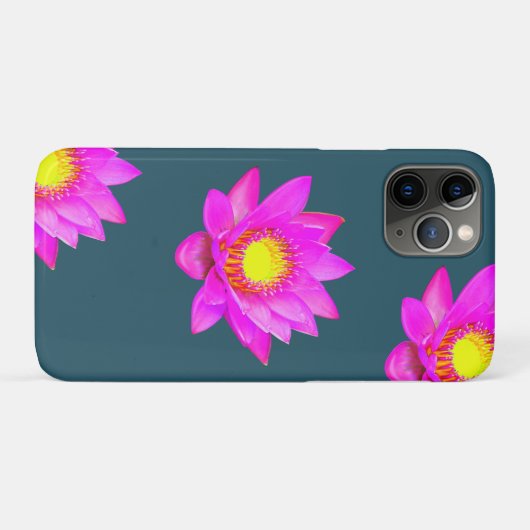 青にマゼンタのピンクの蓮の花 Case-Mate iPhoneケース (裏面(横))