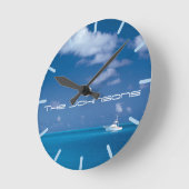 青にヨットで ラウンド壁時計 (傾斜)