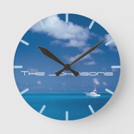 青にヨットで ラウンド壁時計
