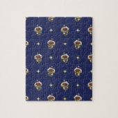 青にランタンが付いたヴィンテージクリスマスパターン ジグソーパズル (縦)