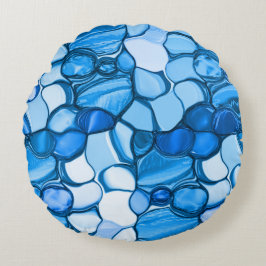 青に似た色合いの石のよう王室のに丸い ラウンドクッション