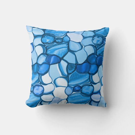 青に似た色調の石のよう王室のに丸い クッション (正面)