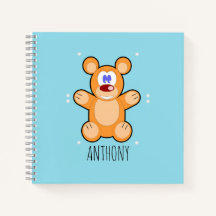 青に可愛い茶色のテディベアのモノグラム