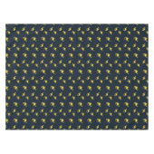 青に可愛い黄色い恐竜の模様 テーブルクロス (正面(横))