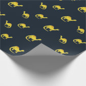 青に可愛い黄色い恐竜の模様 ラッピングペーパー (角)