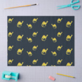 青に可愛い黄色い恐竜の模様 薄葉紙 (クラフト)