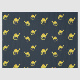 青に可愛い黄色い恐竜の模様 薄葉紙