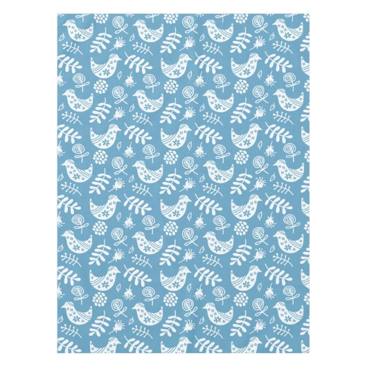 青に咲く白鳥と花 テーブルクロス (正面)