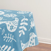 青に咲く白鳥と花 テーブルクロス (インサイチュ)