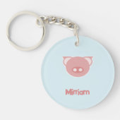 青に桃色の子豚 キーホルダー (正面)