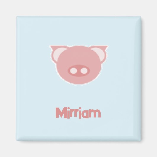 青に桃色の子豚 マグネット (正面)