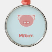 青に桃色の子豚 メタルオーナメント (正面)