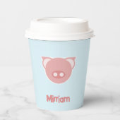 青に桃色の子豚 紙コップ (正面)