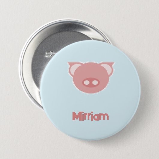 青に桃色の子豚 缶バッジ (正面&裏面)